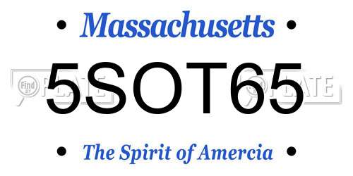 5SOT65 Massachusetts License Plate