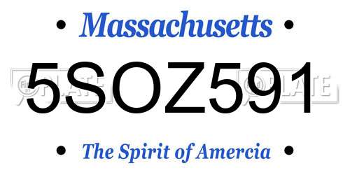 5SOZ591 Massachusetts License Plate