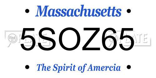 5SOZ65 Massachusetts License Plate