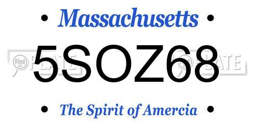 5SOZ68 Massachusetts License Plate