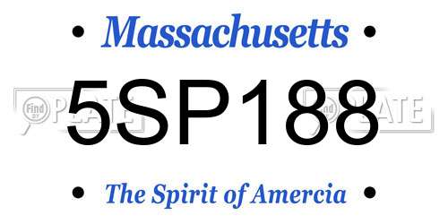 5SP188 Massachusetts License Plate