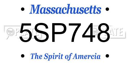 5SP748 Massachusetts License Plate