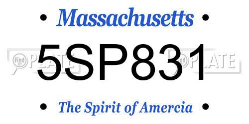 5SP831 Massachusetts License Plate
