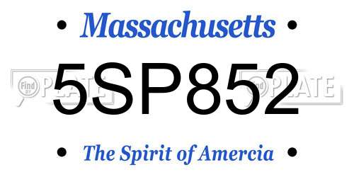 5SP852 Massachusetts License Plate