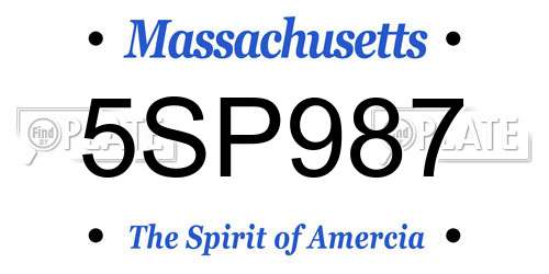 5SP987 Massachusetts License Plate