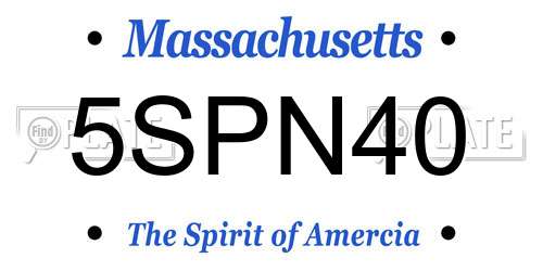 5SPN40 Massachusetts License Plate