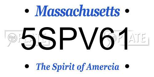 5SPV61 Massachusetts License Plate