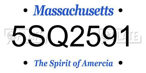 5SQ2591 Massachusetts License Plate