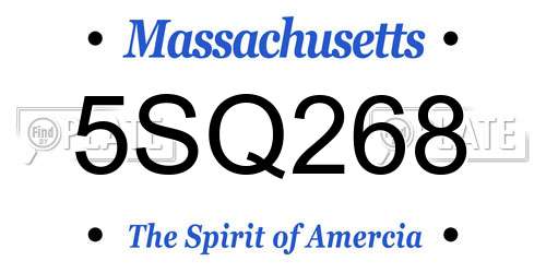 5SQ268 Massachusetts License Plate