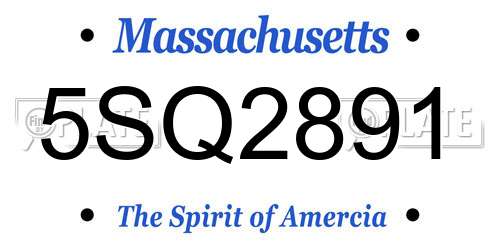 5SQ2891 Massachusetts License Plate