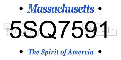 5SQ7591 Massachusetts License Plate