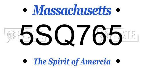 5SQ765 Massachusetts License Plate