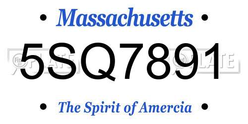 5SQ7891 Massachusetts License Plate