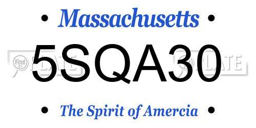 5SQA30 Massachusetts License Plate