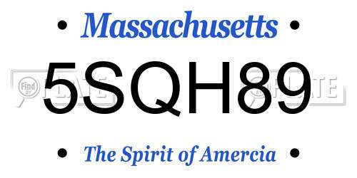 5SQH89 Massachusetts License Plate