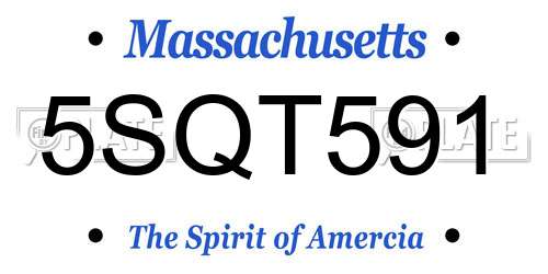 5SQT591 Massachusetts License Plate