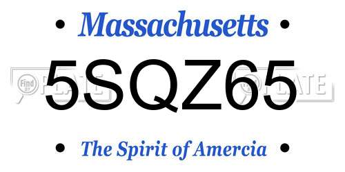 5SQZ65 Massachusetts License Plate