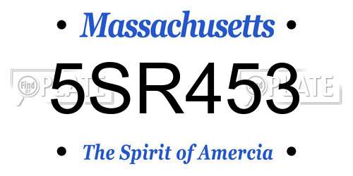 5SR453 Massachusetts License Plate
