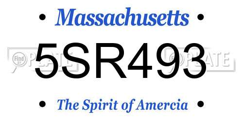 5SR493 Massachusetts License Plate
