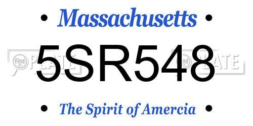 5SR548 Massachusetts License Plate