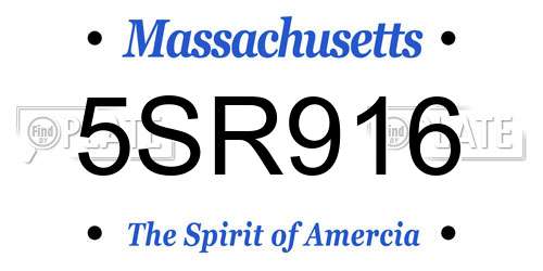 5SR916 Massachusetts License Plate