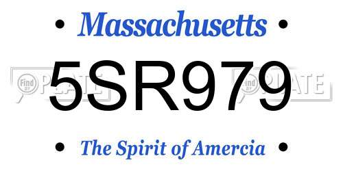5SR979 Massachusetts License Plate