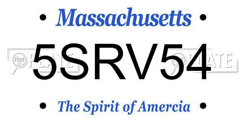 5SRV54 Massachusetts License Plate