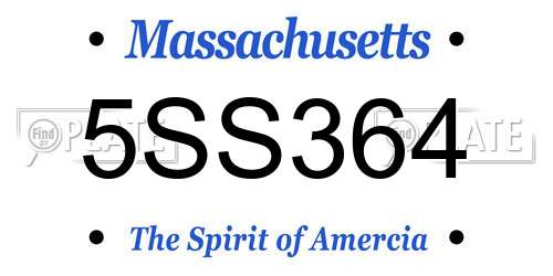 5SS364 Massachusetts License Plate