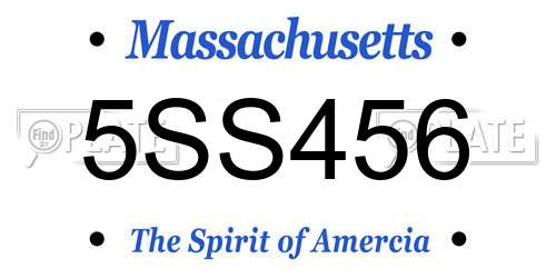 5SS456 Massachusetts License Plate