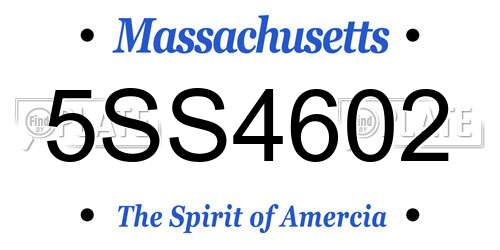 5SS4602 Massachusetts License Plate