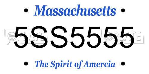 5SS5555 Massachusetts License Plate