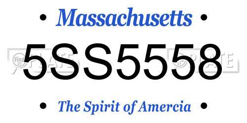 5SS5558 Massachusetts License Plate