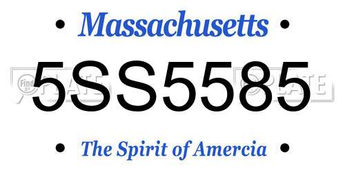 5SS5585 Massachusetts License Plate
