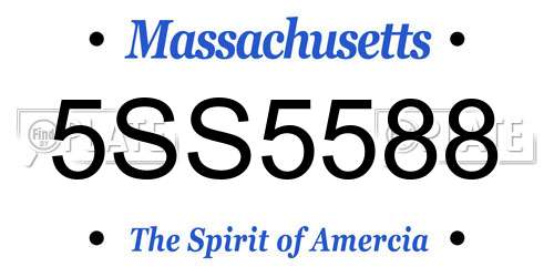 5SS5588 Massachusetts License Plate