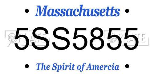 5SS5855 Massachusetts License Plate