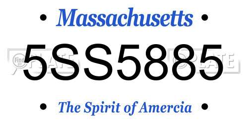5SS5885 Massachusetts License Plate