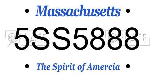 5SS5888 Massachusetts License Plate