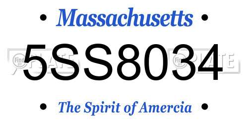 5SS8034 Massachusetts License Plate