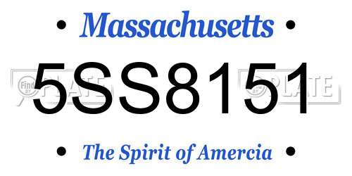 5SS8151 Massachusetts License Plate