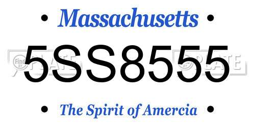 5SS8555 Massachusetts License Plate