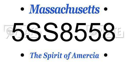 5SS8558 Massachusetts License Plate