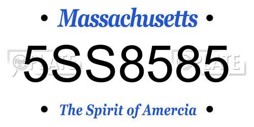 5SS8585 Massachusetts License Plate