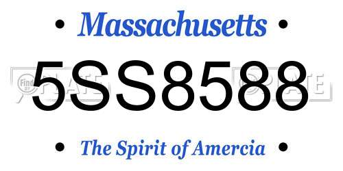 5SS8588 Massachusetts License Plate