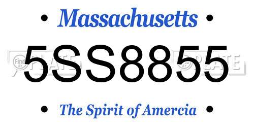 5SS8855 Massachusetts License Plate