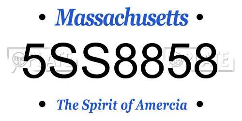 5SS8858 Massachusetts License Plate