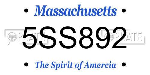 5SS892 Massachusetts License Plate
