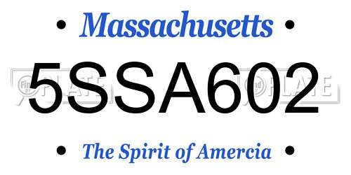 5SSA602 Massachusetts License Plate