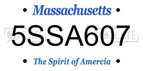 5SSA607 Massachusetts License Plate