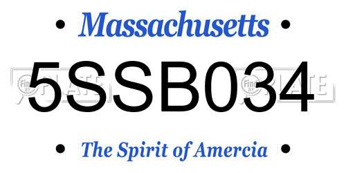 5SSB034 Massachusetts License Plate