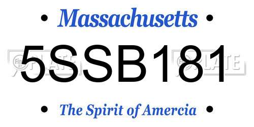 5SSB181 Massachusetts License Plate